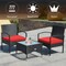 Costway 3 PCS Patio Wicker Rattan Furniture Set Coffee Table & 2 Rattan Chair W/Cushion